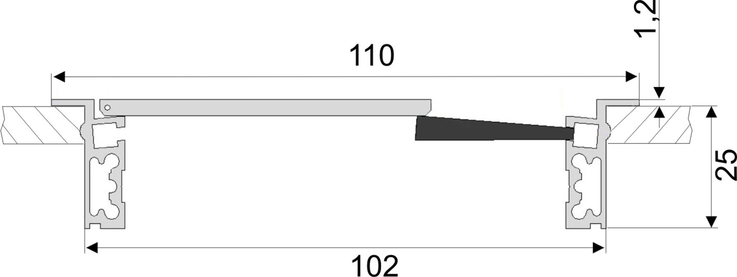 Desk Cable Outlet In Aluminium 120x360 mm - Billede 3